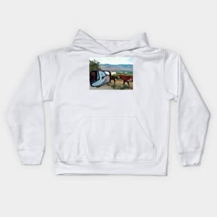 Van road trip journey in South Okanagan valley, British Columbia, Canada. Kids Hoodie